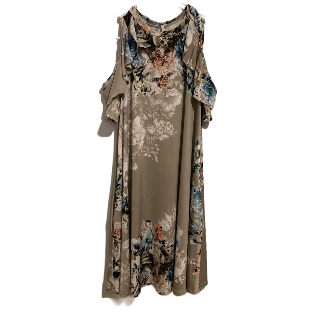 Bellamie Floral Ruffle Cut-out Sleeve Dress
